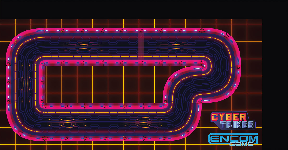 Circuit Cyber trike projeté au sol